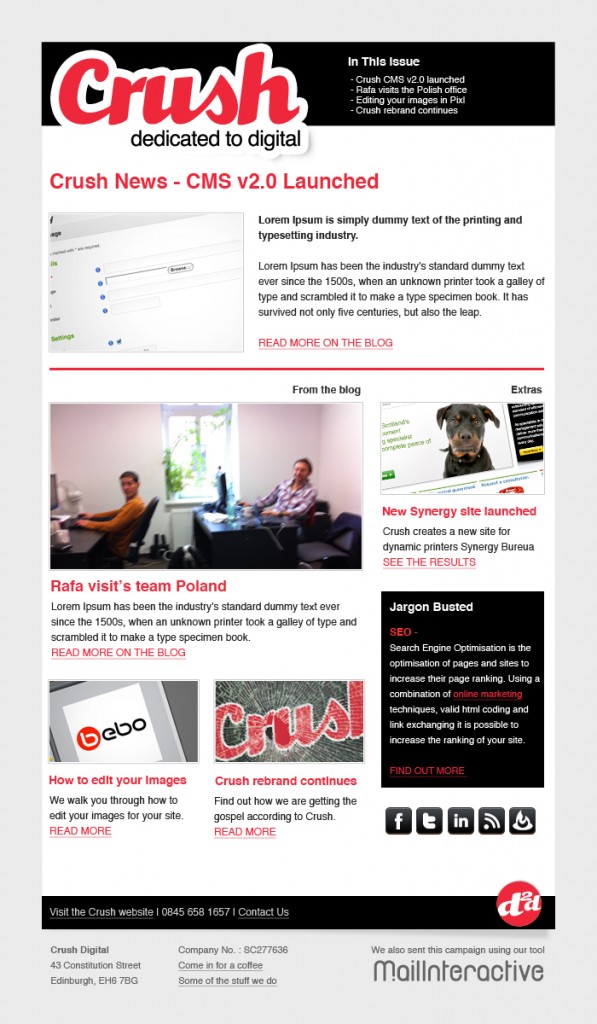 Crush Email Newsletter 